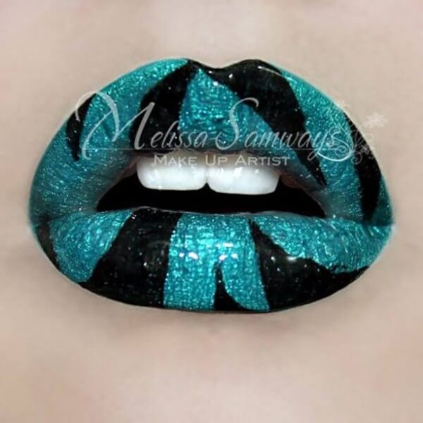 Black & Blue Glitter Lip Art by Melissa Samways