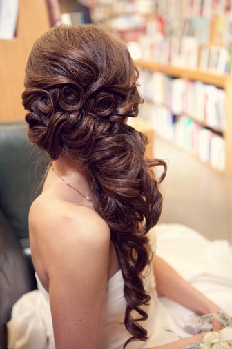 Side Ponytail - Curly Wedding Hairstyle