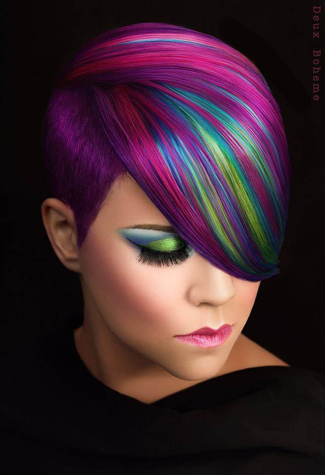 Purple & Pink Hair With Blue & Green Streaks by Erica Hardy-Knoop