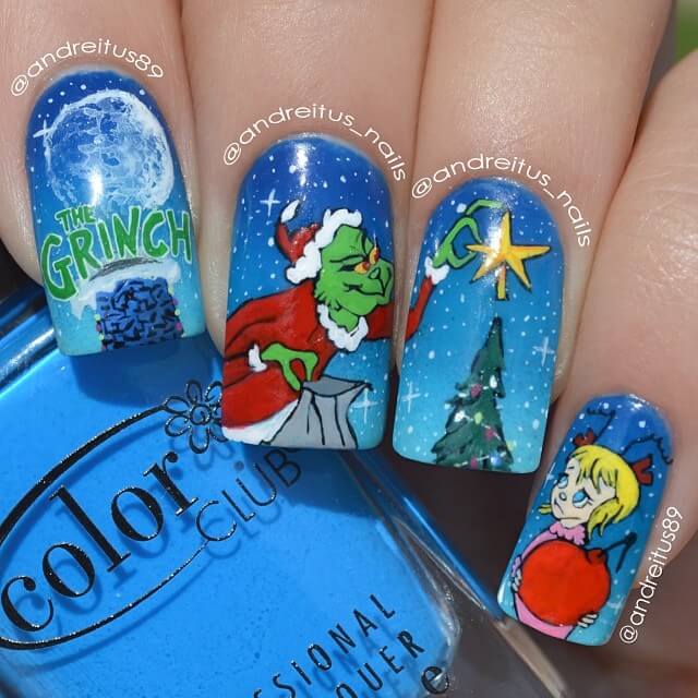 The Grinch | Christmas Nail Art by andreitus_nails