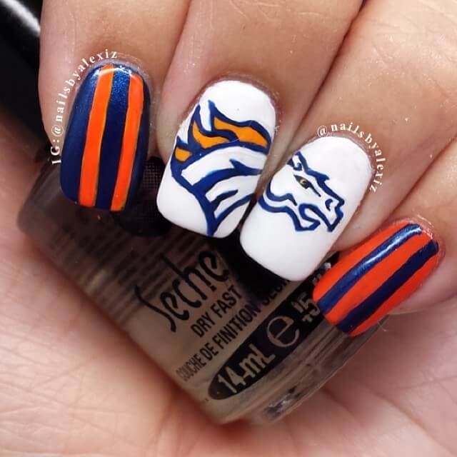 Denver Broncos Nail Art | NailsByAlexiz