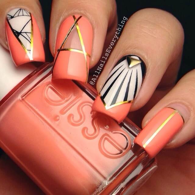 Peach Negative Space Nails | All Nails Everything