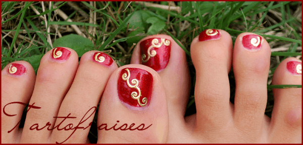 Red Pedicure Design | Tartofraises