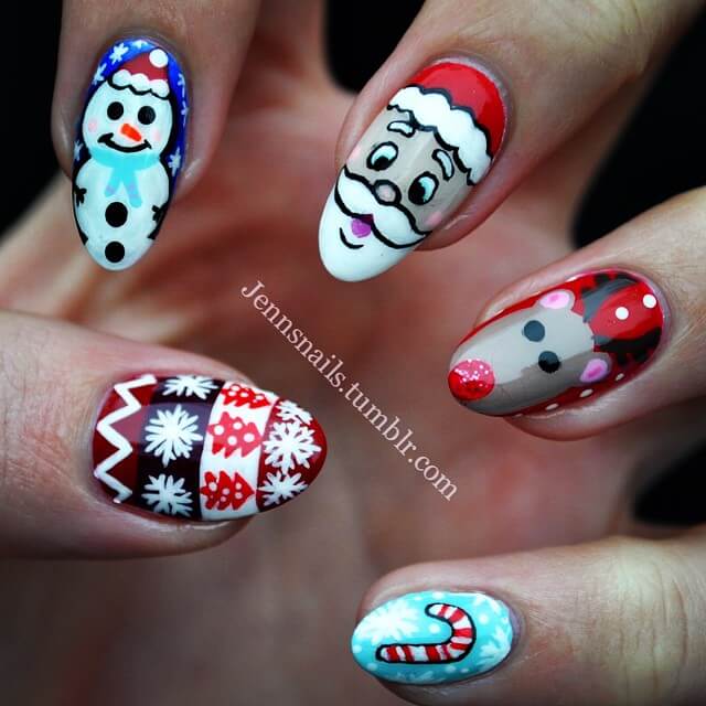 Christmas Skittles Manicure | jennsnails