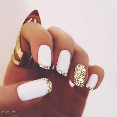 Gold Glitter French Tips | negin_nh