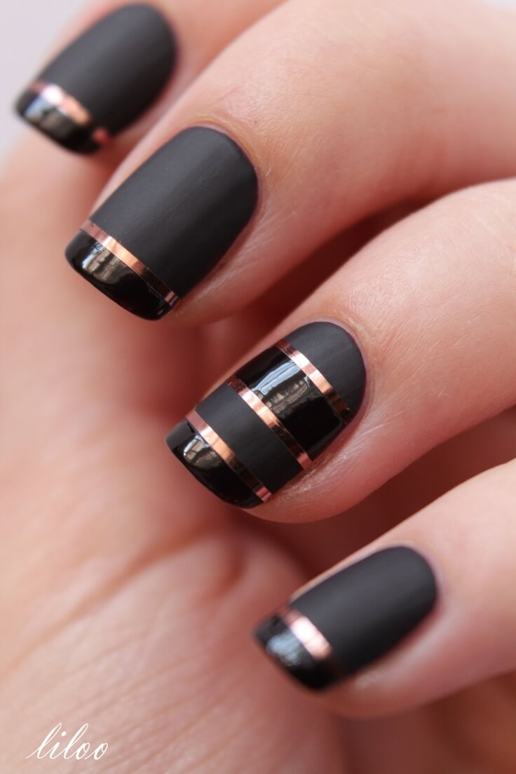 Matte Black Tape Manicure | Beautytipsntricks.com