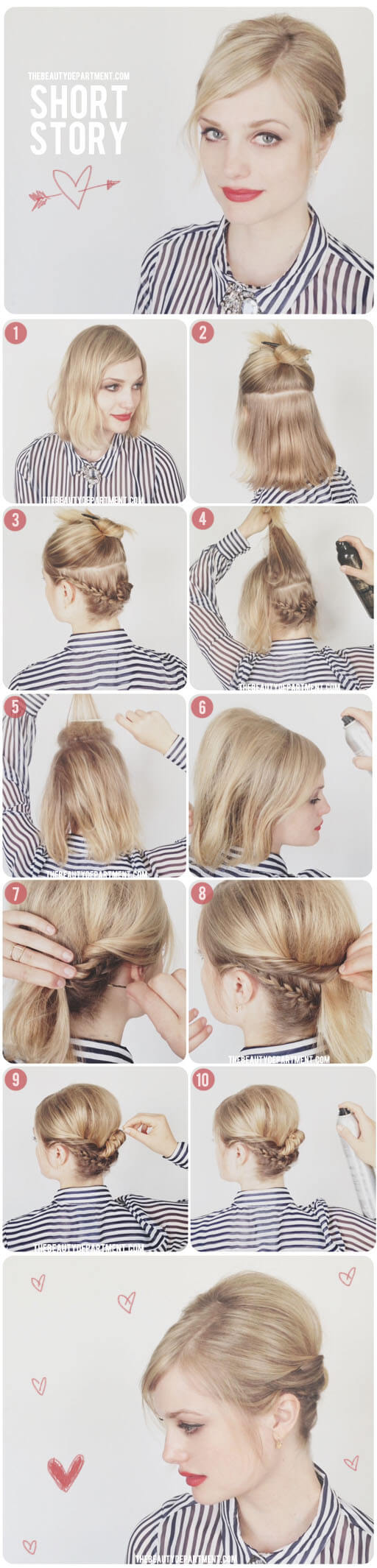 Braided Short Hair Updo Tutorial | Beautytipsntricks.com