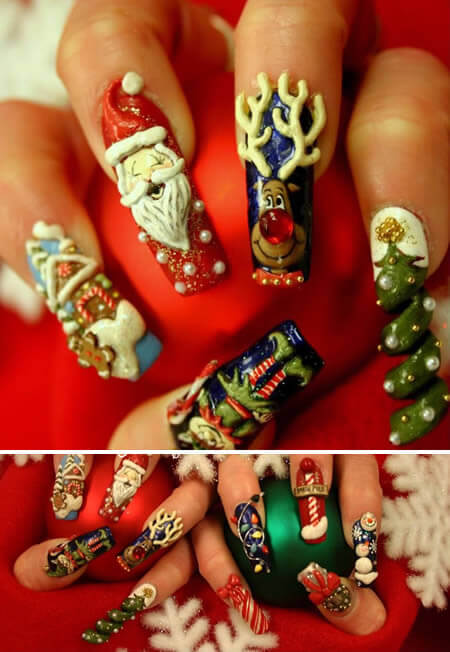 3D Christmas Nail Art | Janet Riffe