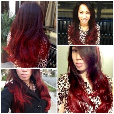 Black & Red Ombre Hair Color