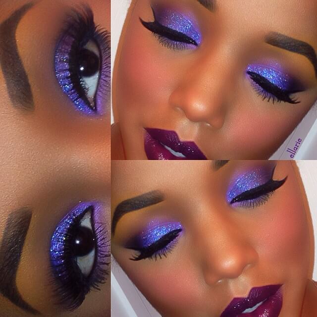Purple Shadow Blue Glitter Wine Lips by ellarie