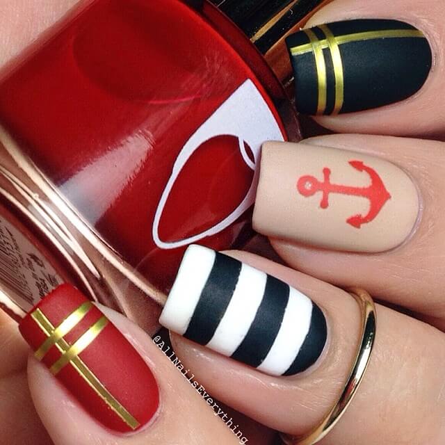 Nautical Nail Art Design by allnailseverything