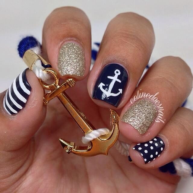 Nautical Nail Art Design by celinedoesnails