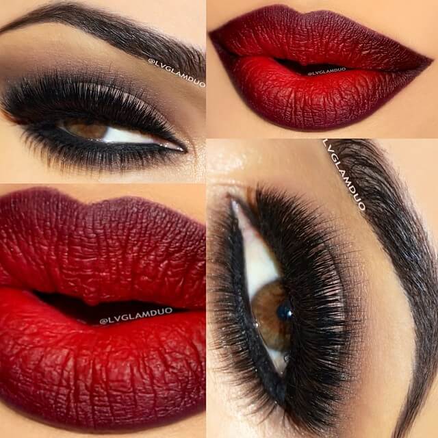 Smokey Eyes Ombre Red Lips lvglamduo